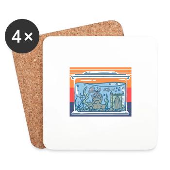 Powered By Aquariums Awesome Retro Fish Lover - Coasters (set of 4) - white - Front