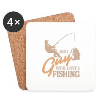 Just A Guy Who Loves Fishing Awesome T-Shirt - Coasters (set of 4) - white - Front