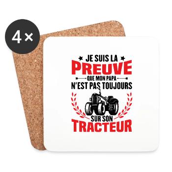 Je Suis La Preuve Que Mon Papa Tracteur Cadeau - Dessous de verre (lot de 4) - blanc - Devant