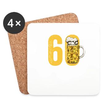 Herren 60. Geburtstag Biertrinker Bier Humor - Untersetzer (4er-Set) - Weiß - Vorne
