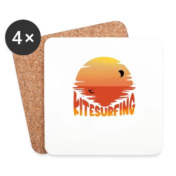 Kitesurfing im Sonnenuntergang Wassersport - Untersetzer (4er-Set) - Weiß - Vorne
