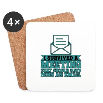 I Survived Another Meeting 9 - Coasters (set of 4) - white - Front