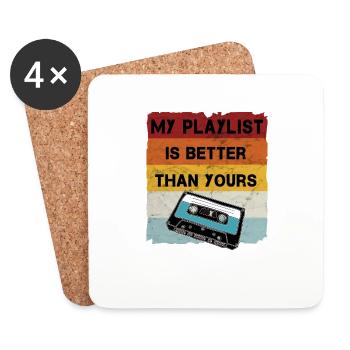Retro Cassette Cool Musician - Coasters (set of 4) - white - Front