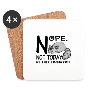 Lazy cat not today and tomorrow also non-putty - Coasters (set of 4) - white - Front