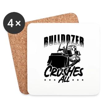 Ouvrier de la construction Pelle Bulldozer Idée cadeau - Dessous de verre (lot de 4) - blanc - Devant