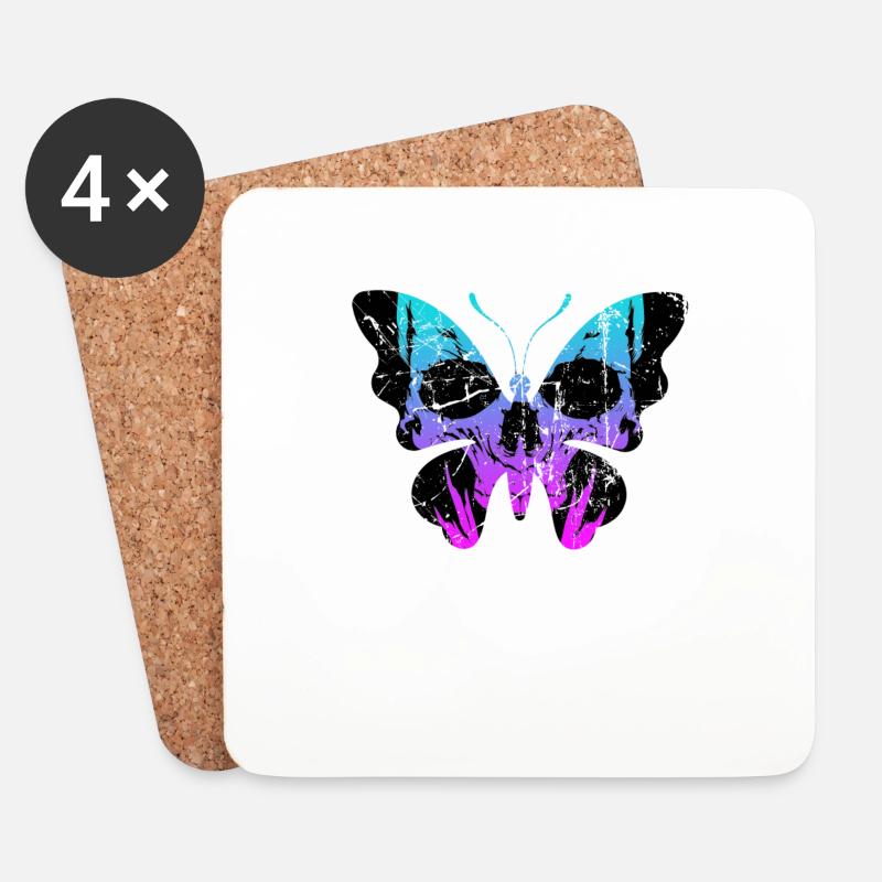 Gothic Schmetterling Totenkopf Knochen Skelett - Untersetzer (4er-Set) - Weiß