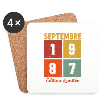 Septembre 1987 Original Idée Cadeau Anniversaire - Dessous de verre (lot de 4) - blanc - Devant
