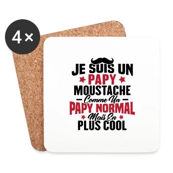 Un papy moustache comme un papy normal - Dessous de verre (lot de 4) - blanc - Devant