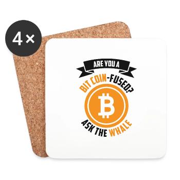 Bitcoin Crypto-monnaie Drôle Demandez à la chemise de baleine - Dessous de verre (lot de 4) - blanc - Devant