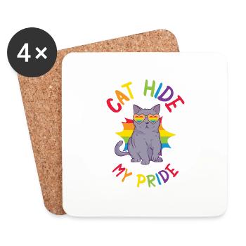 Cat Hide my Pride LGBT Cats and Women - Coasters (set of 4) - white - Front
