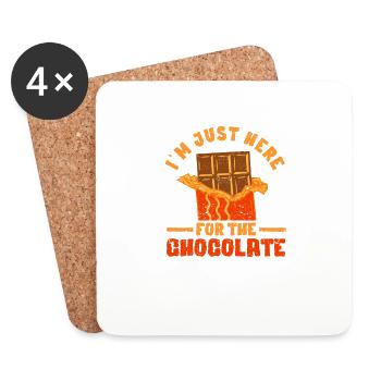 Je ne suis ici drôle qu’à cause du chocolat - Dessous de verre (lot de 4) - blanc - Devant