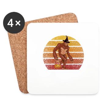 Bigfoot Sasquatch Hexenhut Jack O Lantern - Untersetzer (4er-Set) - Weiß - Vorne