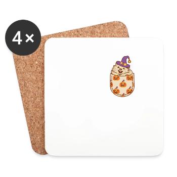 Pocket Hedgehog Witch Pumpkin Halloween Tier - Untersetzer (4er-Set) - Weiß - Vorne