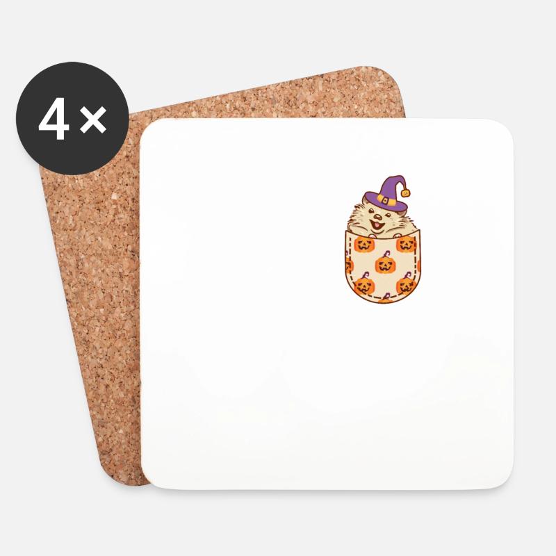 Pocket Hedgehog Witch Pumpkin Halloween Tier - Untersetzer (4er-Set) - Weiß