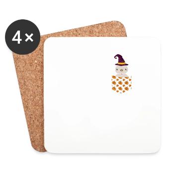 Tasche Huhn Hexe Kürbis Halloween Vogel Tier - Untersetzer (4er-Set) - Weiß - Vorne