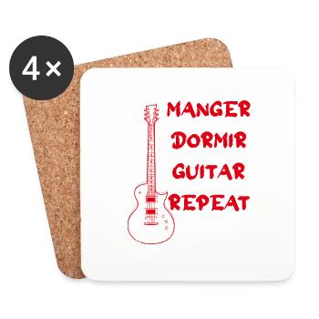 répéter manger dormir guitare tous les jours - Dessous de verre (lot de 4) - blanc - Devant