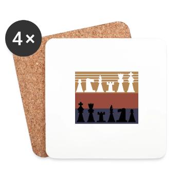 Retro Awesome Chess T-Shirt Present Gift - Untersetzer (4er-Set) - Weiß - Vorne