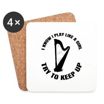 Harp Instrument Mrs. Harp Player Instruments - Coasters (set of 4) - white - Front