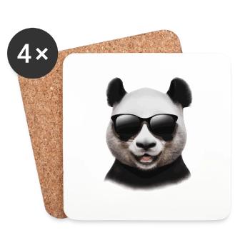 Panda avec lunettes de soleil Cadeau cool et drôle - Dessous de verre (lot de 4) - blanc - Devant