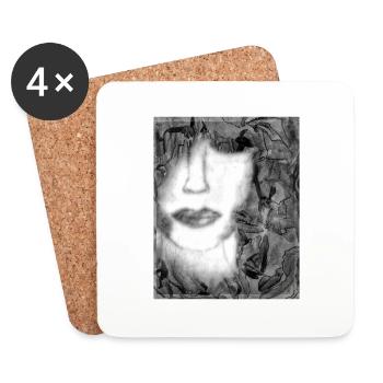 Woman with closed eyes ( black and white ) - Dessous de verre (lot de 4) - blanc - Devant