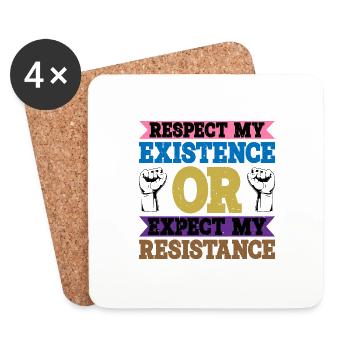 Respect My Existence Or Expect My Resistance 8 - Untersetzer (4er-Set) - Weiß - Vorne