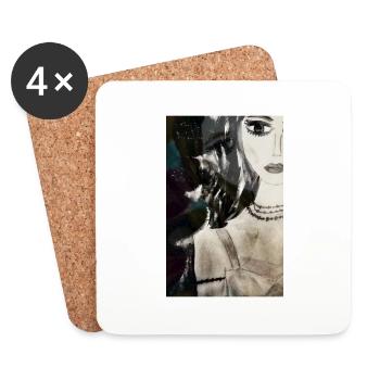 Woman with 3 necklaces - Dessous de verre (lot de 4) - blanc - Devant
