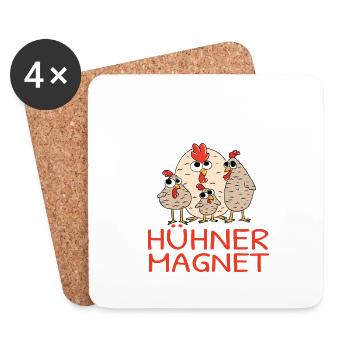 Hühner Magnet Hühnerbauer Huhn Hühnerbesitzer - Untersetzer (4er-Set) - Weiß - Vorne
