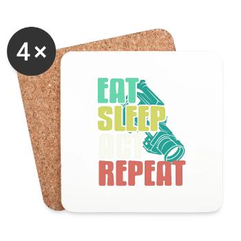 Retro Vintage Eat Sleep Act Repeat Funny Tea - Coasters (set of 4) - white - Front