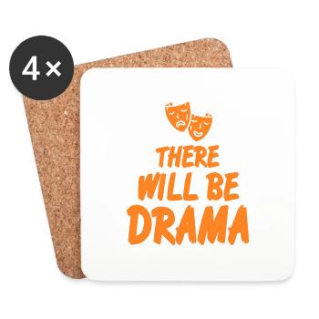 There Will Be Drama Vintage Acting T-Shirt Present - Coasters (set of 4) - white - Front