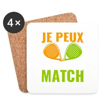 Je peux pas j'ai match | Joueur de padel | design - Dessous de verre (lot de 4) - blanc - Devant