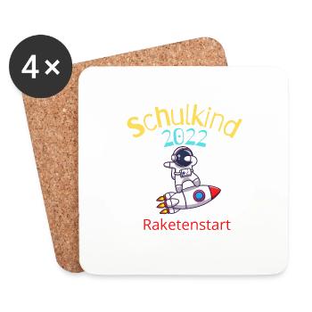Schulkind 2022 Mit Raketenstart in die Schule - Untersetzer (4er-Set) - Weiß - Vorne