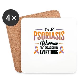 Psoriasis Warrior Lavendel Orange Ribbon Awareness - Untersetzer (4er-Set) - Weiß - Vorne