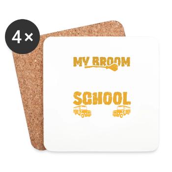 My Broom Broke I Drive School Bus Witch Fun - Coasters (set of 4) - white - Front