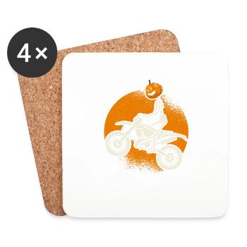 Citrouille Squelette Dirt Bike Rider Halloween - Dessous de verre (lot de 4) - blanc - Devant