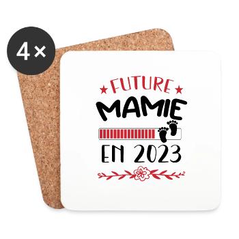 Bientôt Mamie - Mamy - Naissance - Bébé - Enfant - Dessous de verre (lot de 4) - blanc - Devant