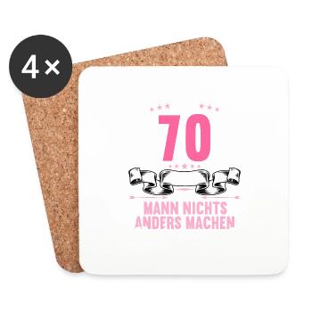 Mit 70 nichts anders nur langsamer 70 Geburtstag - Untersetzer (4er-Set) - Weiß - Vorne