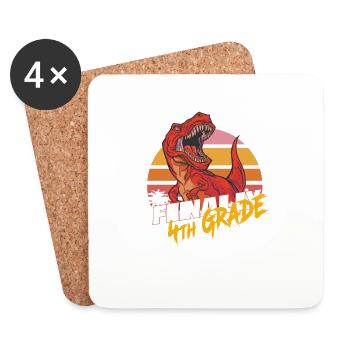 Finally 4th Grade, Fourth Grader - T-REX - Coasters (set of 4) - white - Front