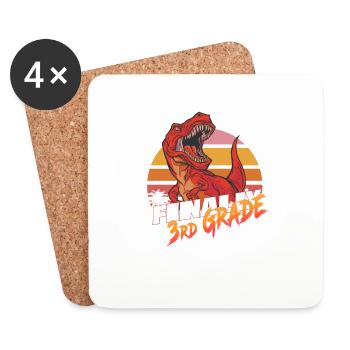 Endlich 3. Klasse, Zweitklässler - T-REX - Untersetzer (4er-Set) - Weiß - Vorne