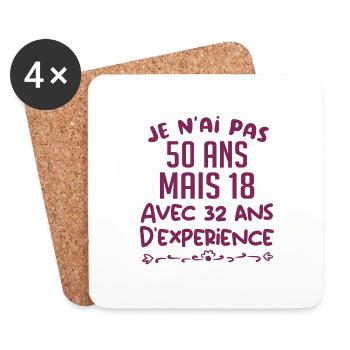Je N ai Pas 50 ans Mais 18 ans - Dessous de verre (lot de 4) - blanc - Devant
