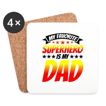 Mon super-héros préféré est mon père 8 - Dessous de verre (lot de 4) - blanc - Devant
