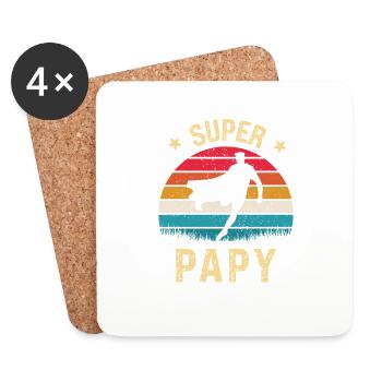 Super Papy Fète des Papy Meilleur Grand Père - Dessous de verre (lot de 4) - blanc - Devant