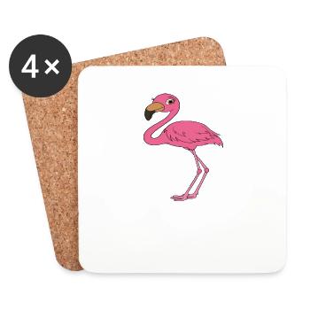 Drôles de graphismes flamants roses - Dessous de verre (lot de 4) - blanc - Devant
