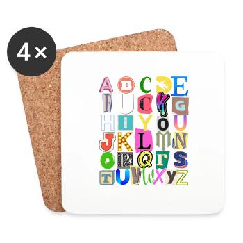 Alphabet and hidden message - Coasters (set of 4) - white - Front