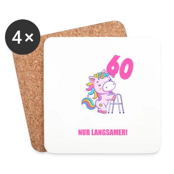 Mit 60 nichts anders nur langsamer 60 Geburtstag - Untersetzer (4er-Set) - Weiß - Vorne