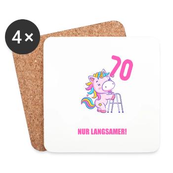 Mit 70 nichts anders nur langsamer 70 Geburtstag - Untersetzer (4er-Set) - Weiß - Vorne