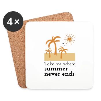 Sommer Palmen Strand Sonne Urlaub Geschenk - Untersetzer (4er-Set) - Weiß - Vorne