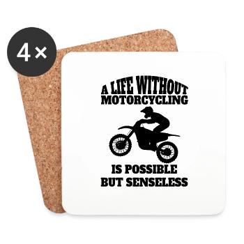 Motorcross Motorradfahrer Geschenk Motorrad Mofa - Untersetzer (4er-Set) - Weiß - Vorne