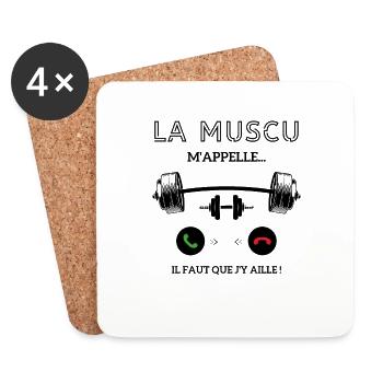 La muscu m’appelle, faut que j’y aille - Dessous de verre (lot de 4) - blanc - Devant