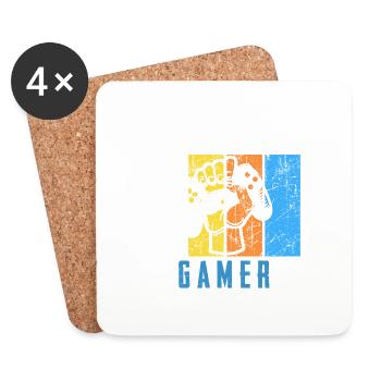 I Am A Gamer Retro Vintage Gaming T-Shirt Present - Coasters (set of 4) - white - Front
