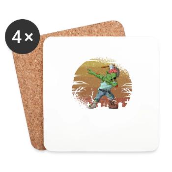 Halloween Dabbing Zombie Brain Funny Zombies Dab - Coasters (set of 4) - white - Front